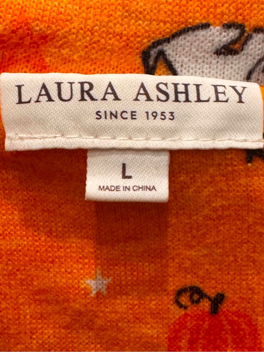 Laura Ashley snoopy Orange Halloween PJs Button-Up Top LARGE - Picture 5 of 5